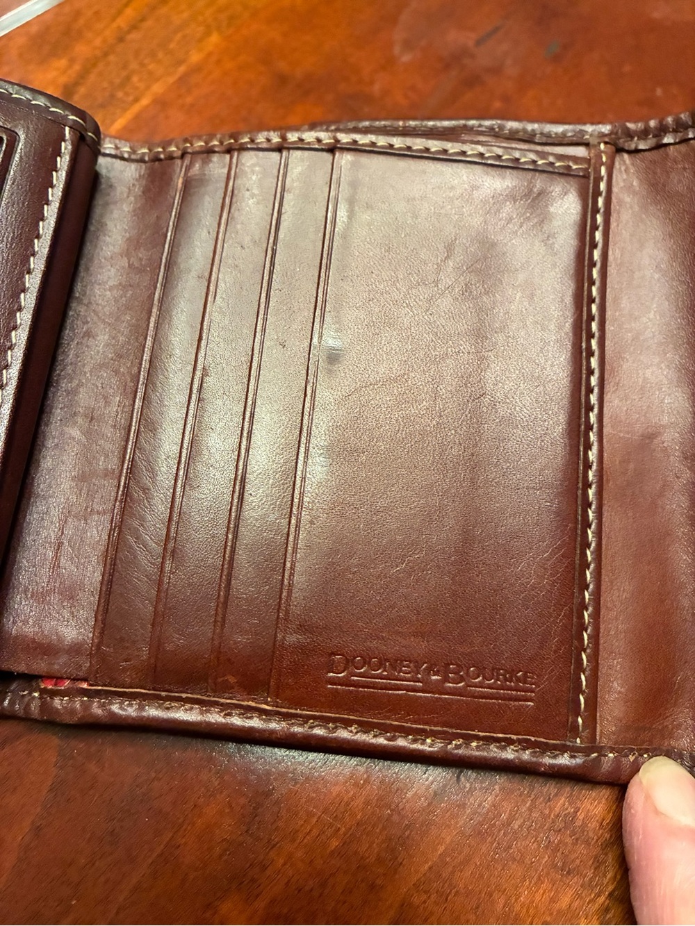 Dooney & Bourke Brown Leather Compact Wallet with Brass Ring - Picture 9 of 13
